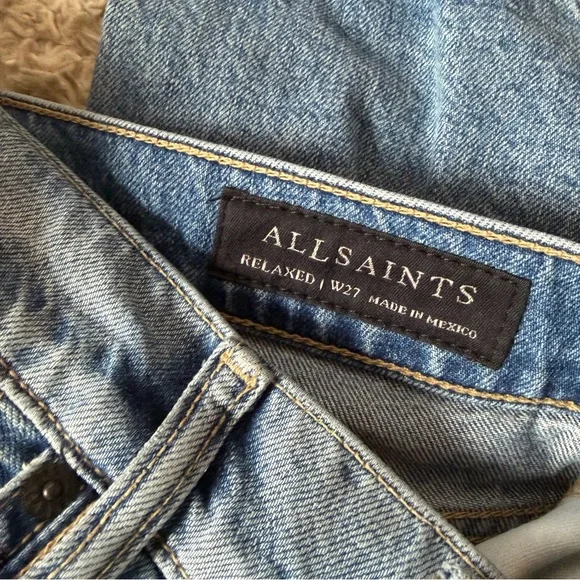 All Saints Relaxed Wide Leg Light Wash Blue Jeans Women's Oversized Size 27 - Picture 5 of 6